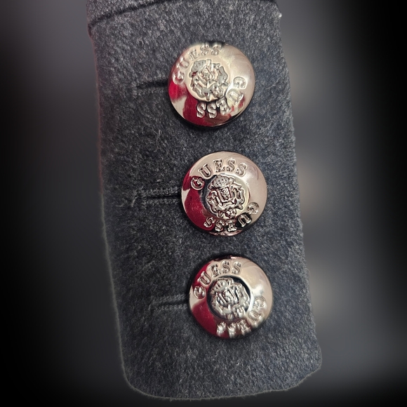 Guess charcoal color wool blend ruffled pea coat. - Picture 5 of 13